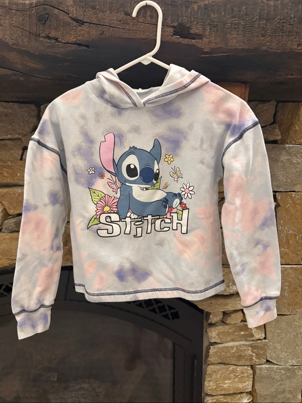 Disney Stitch Girls Tie-Dye Hoodie in Blue, Pink, Purple